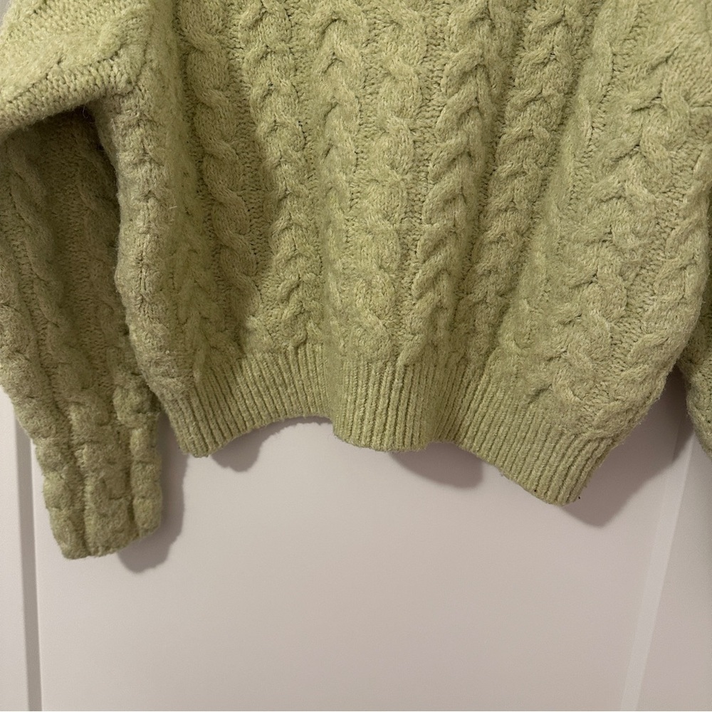 Mango Cable Knit Light Green Sweater Size Extra Small XS Women’s - Picture 6 of 8